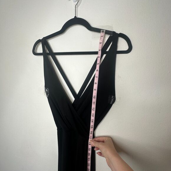 Reformation Sexy Black Vienna Maxi Deep-V Front Criss Cross Back High Slit XS - Picture 12 of 13
